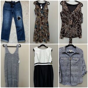 Women’s Resellers Clothing Lot Most Size Large 12 Dresses Jeans Tops NWT $620